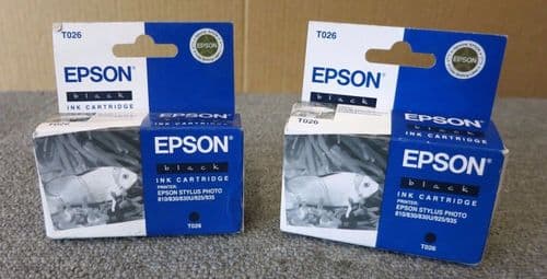 Joblot 2 x Epson T026 Stylus Photo 810/830/830U/925/935 New Black Ink Cartridge