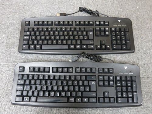 Joblot 2 x V7 KC0D1-5E3P Black Standard Wired USB Computer Desktop PC Keyboard