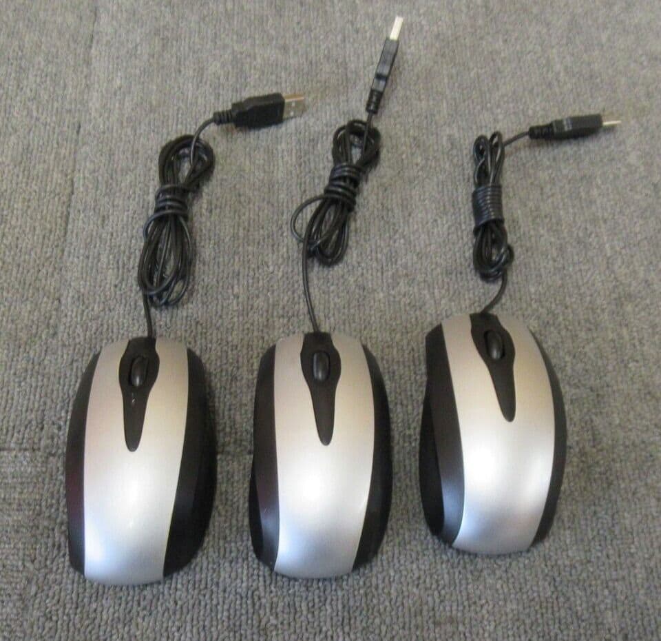 Joblot 3 x Tesco Black And Silver Optical USB Wired 3Button Scroll