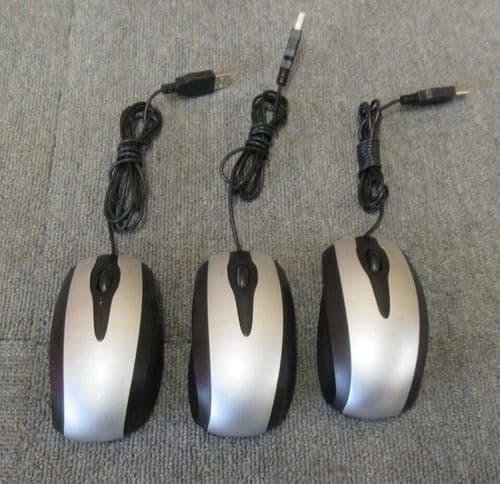 Joblot 3 x Tesco Black And Silver Optical USB Wired 3-Button Scroll Wheel Mouse
