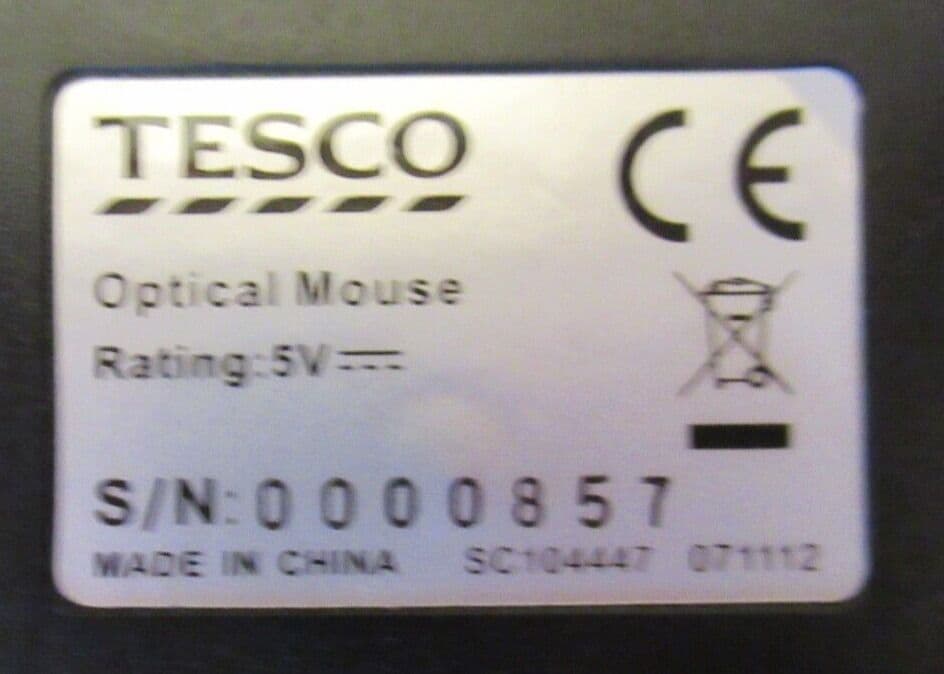 Joblot 3 x Tesco Black And Silver Optical USB Wired 3Button Scroll