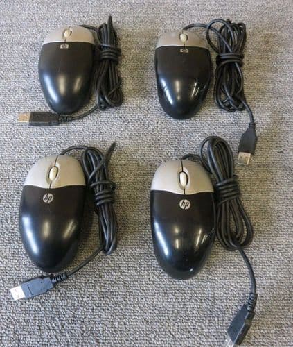 Joblot 4 x HP 265986-011 537749-001 Black/Silver Wired USB Optical Mouse