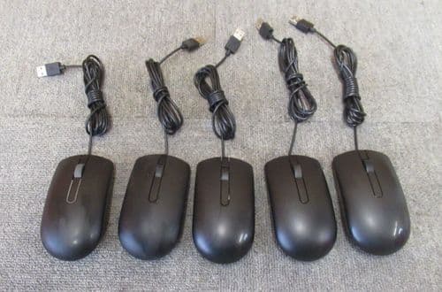 Joblot 5 x Dell MS116T JD7XG DV0RH Optical USB Wired 3-Button Scroll Wheel Mouse