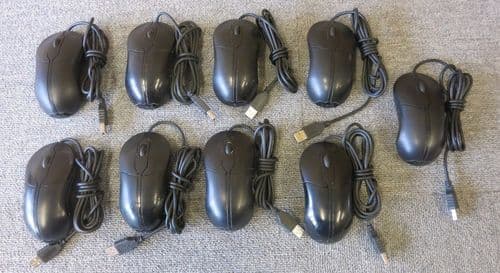 Joblot 9 x Dell XN966 Wired USB Optical Black 2 Button Scroll Wheel Mouse