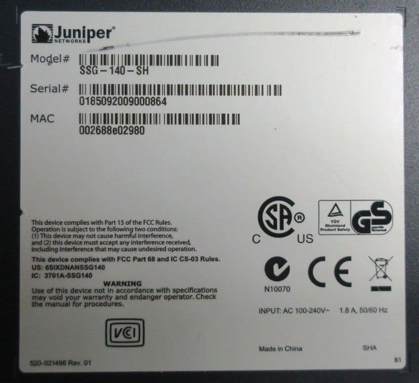 Juniper Networks SSG 140 Secure Services Gateway SSG-140-SH