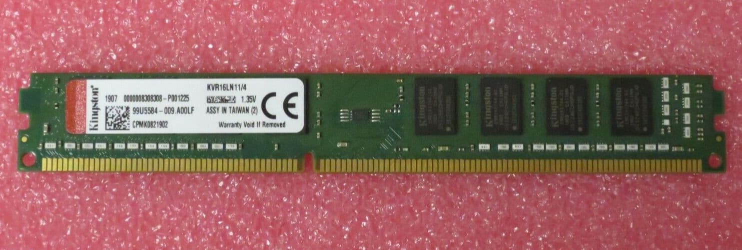 Kingston KVR16LN11/4 4GB PC3-12800 DDR3 800MHZ DIMM 240-Pin Low Profile RAM