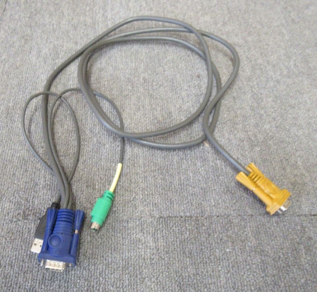 KABLENATION 6ft Or 10ft KVM Cable – SVGA VGA HD-15 + Dual PS/2 (Mini-DIN6) – Male To Male – 3-in-1