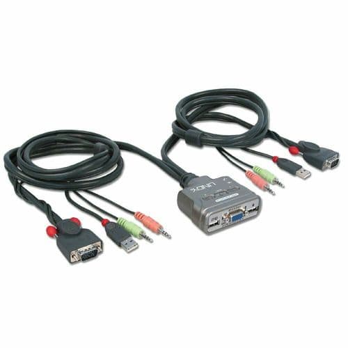 Lindy 32797 All-in-one 2 Port KVM Switch Compact USB Audio For PCs And Macs
