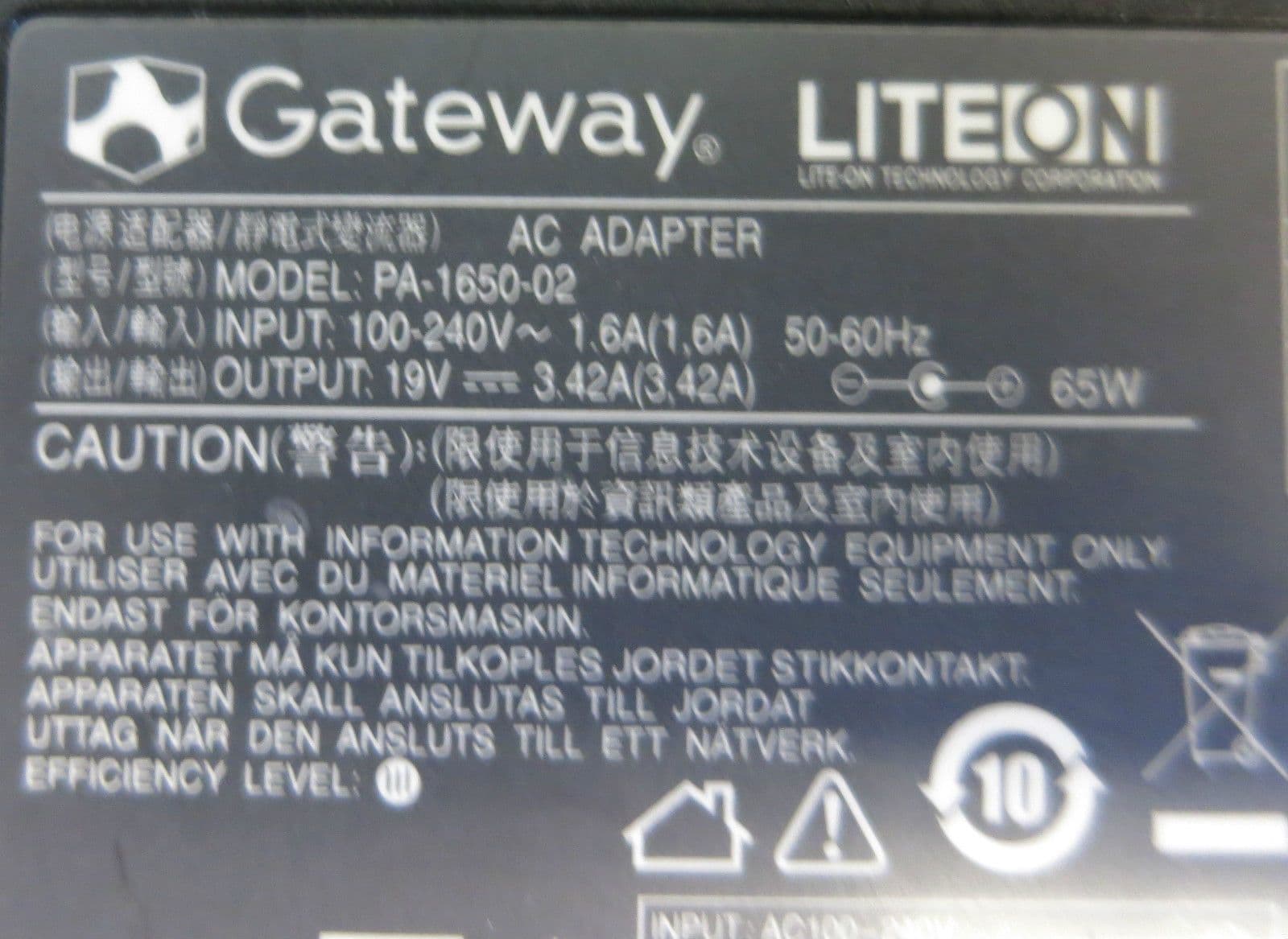 PA-1650-02 AC Adapter, Genuine / Original ACER PA-1650-02 AC Adapter In - Foto 3