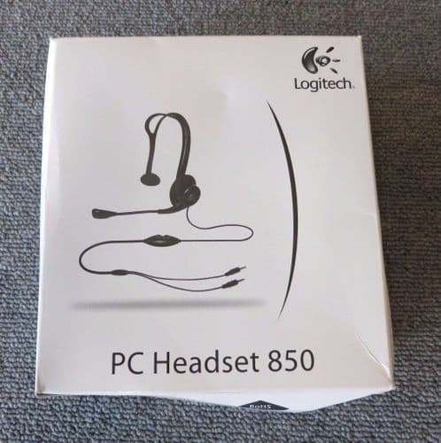 Logitech 850 Black PC Computer Laptop Desktop Wired Headset Headphones In Box
