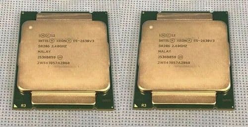 Matched Pair Intel Xeon 8C E5-2630v3 2.4GHz 20M LGA2011-3 Processor CPU SR206