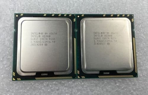 Matched Pair Intel Xeon Six Core X5670 12M Cache, 2.93GHz SLBV7 CPU Processors