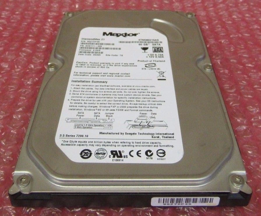 Disque Dur MAXTOR Diamondmax Plus 9 80GB SATA Éguilles 13510
