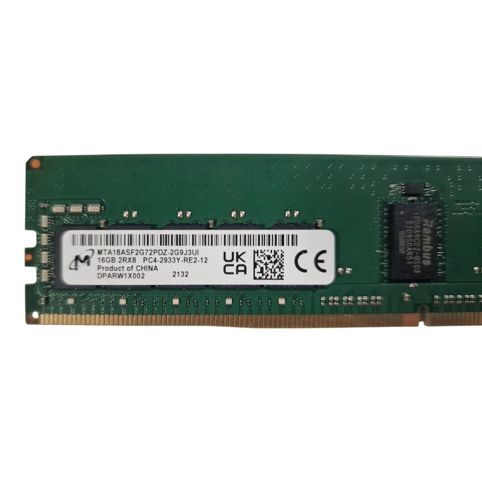 Micron 16GB 2RX8 PC4-2933Y DDR4 ECC RDIMM Server Memory Ram