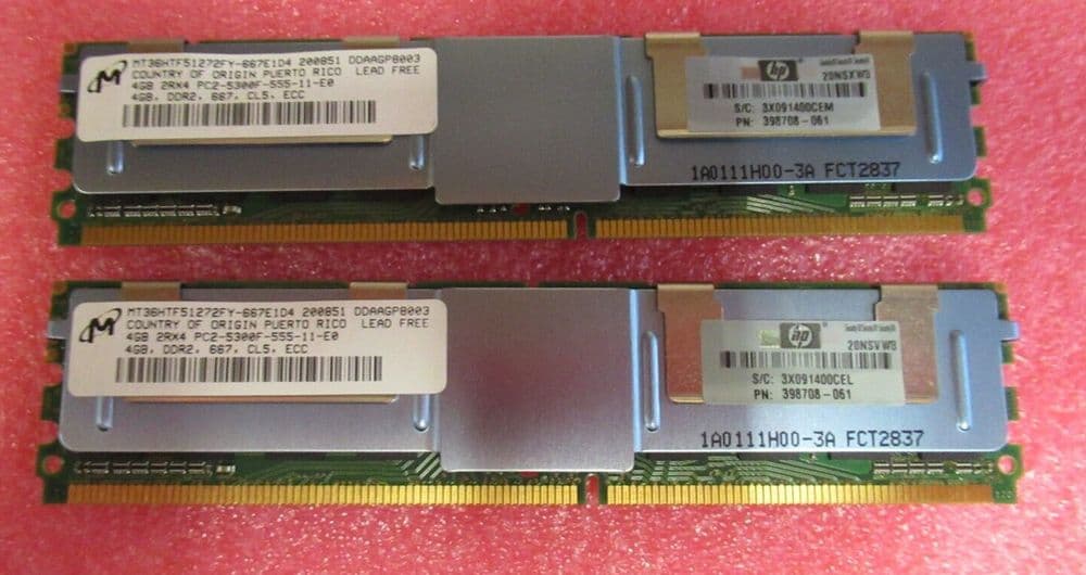 Micron MT36HTF51272FY-667E1D4 8GB 2x4GB PC2-5300 DDR2-667MHz CL5 240P ...