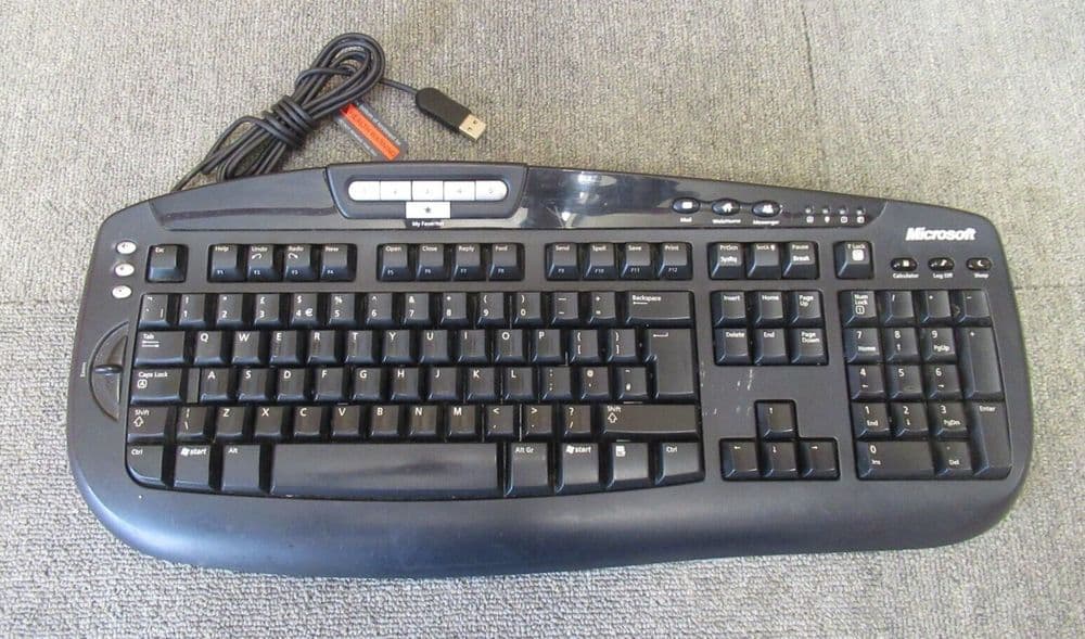 Computer Media Keyboard Microsoft KC-0405 X809746-111 Black USB Wired UK QWERTY Digital Media ...