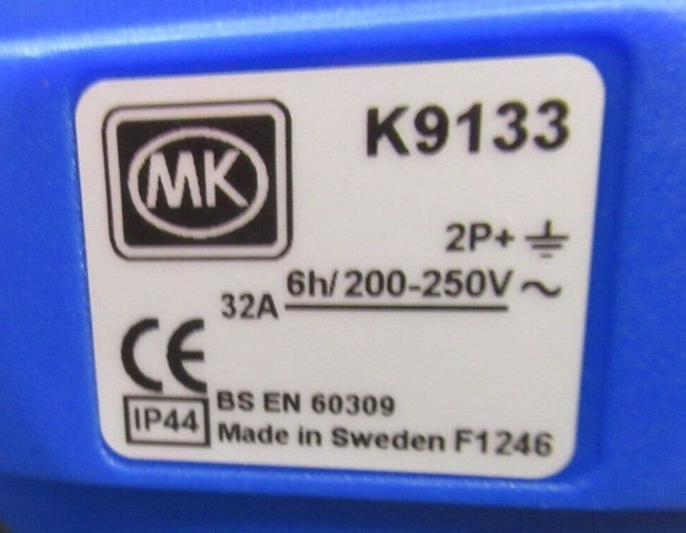 MK Commando Socket K9133 And Plug K9033 32A 6h 250V 2P Extension Cable 10M