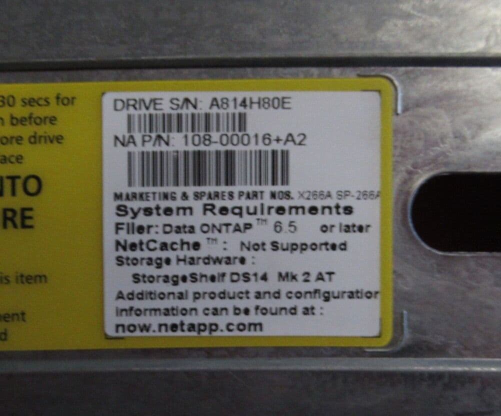 NetApp Drive Caddies Caddy NA P/N 108-00016 A2 Marketing P/N X266A SP-266A