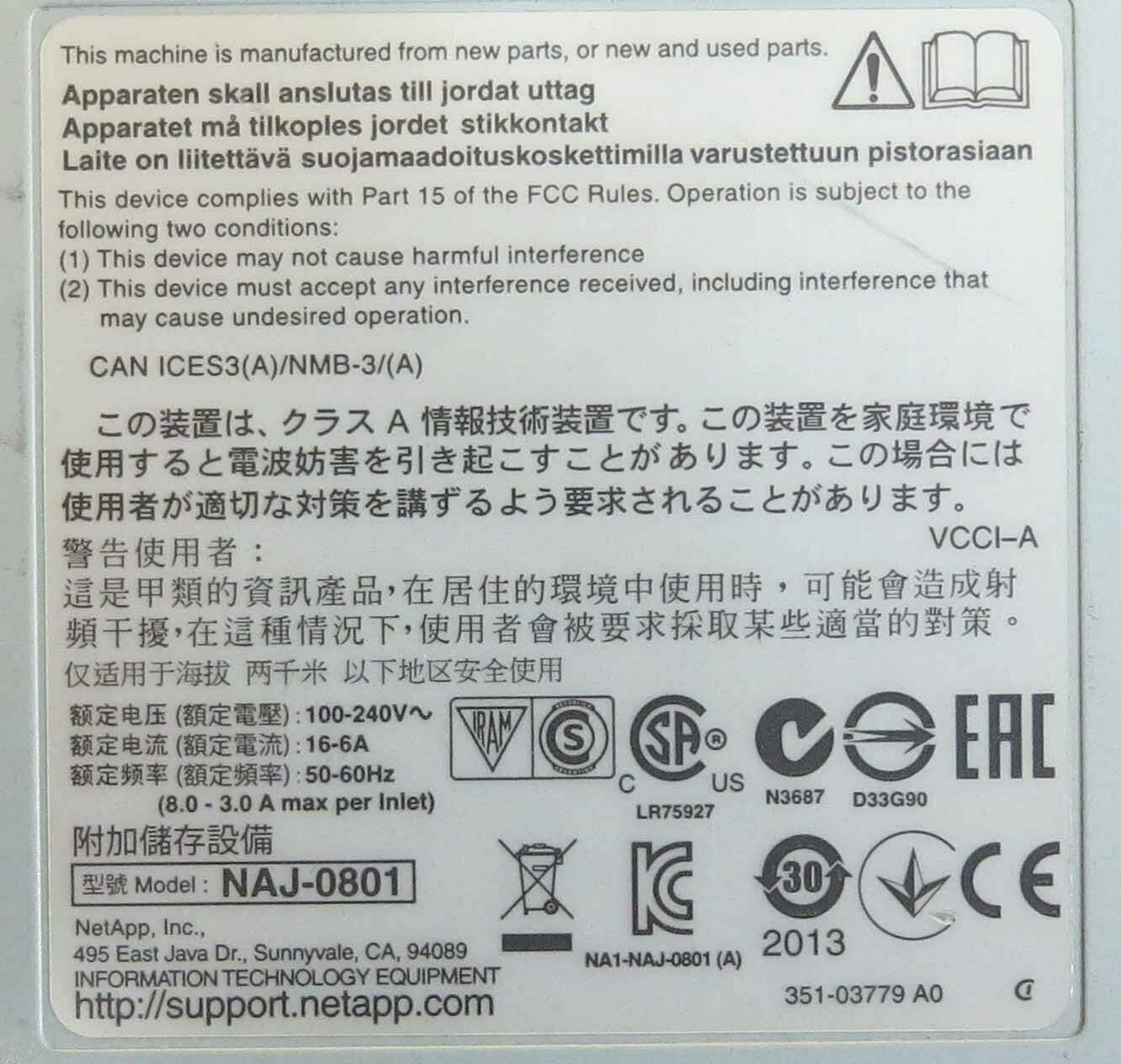 NetApp DS4243 NAJ-0801 Array 48TB 24x 2TB HDD X306A-R5 2x
