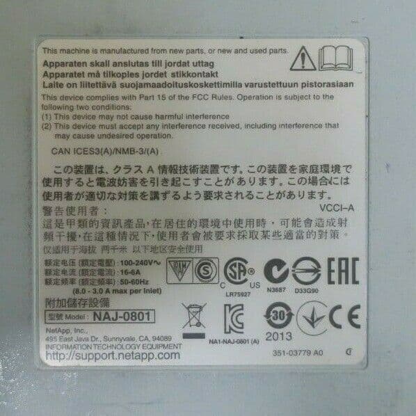 NetApp DS4246 24 x 4TB X477A-R6 SAS HDD 2x IOM6 4U Expansion Shelf 430 ...