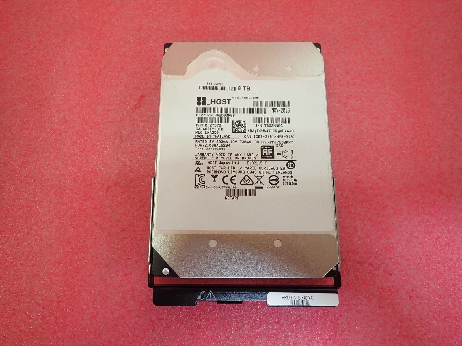 NetApp E-X4074A E-Series 8TB 7 2K SAS 12G for DE6600 / E5660 / E2760 ...