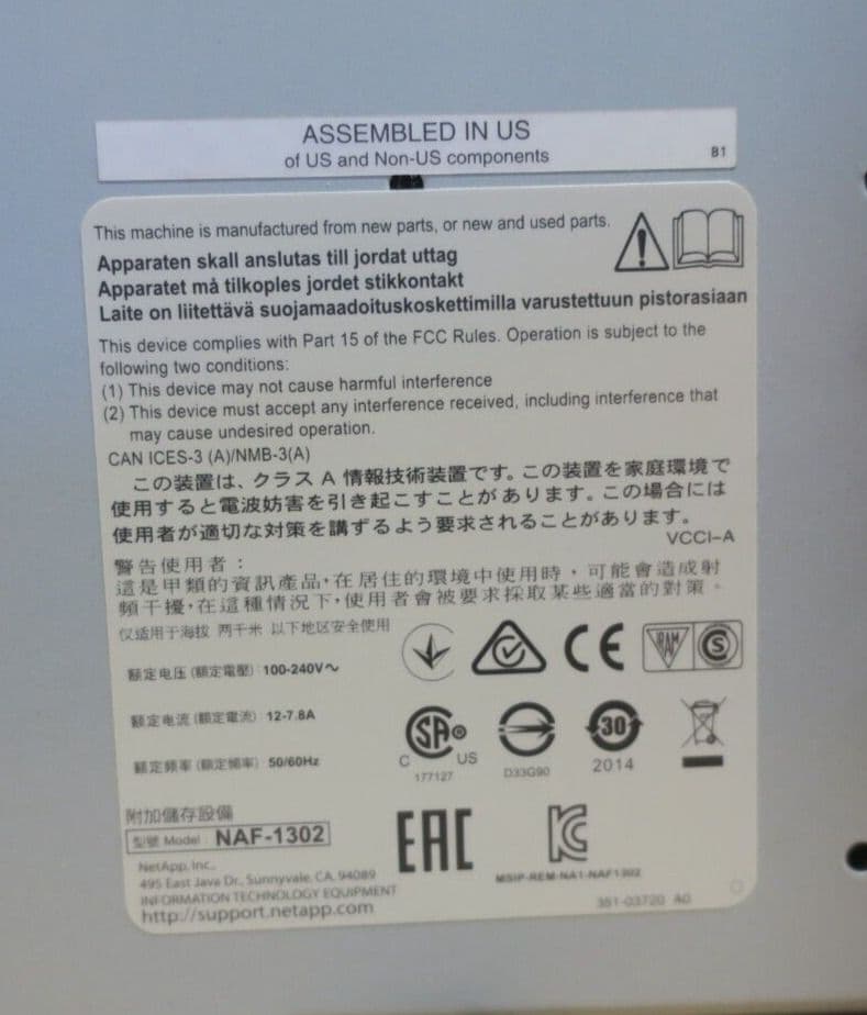 NetApp FAS8040 NAF-1302 6U Filer System & 2x Controller Module 111 ...