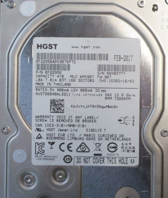 NetApp HGST 4TB 7 2K SAS 12G 128MB 3 5& x22; Hard Drive HDD SP-336A-R6 ...