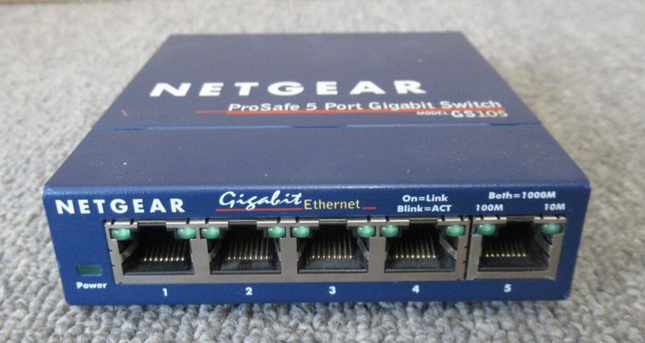 Netgear GS105 V5 5-Port Gigabit Ethernet Switch - Used, Includes Power Adapter