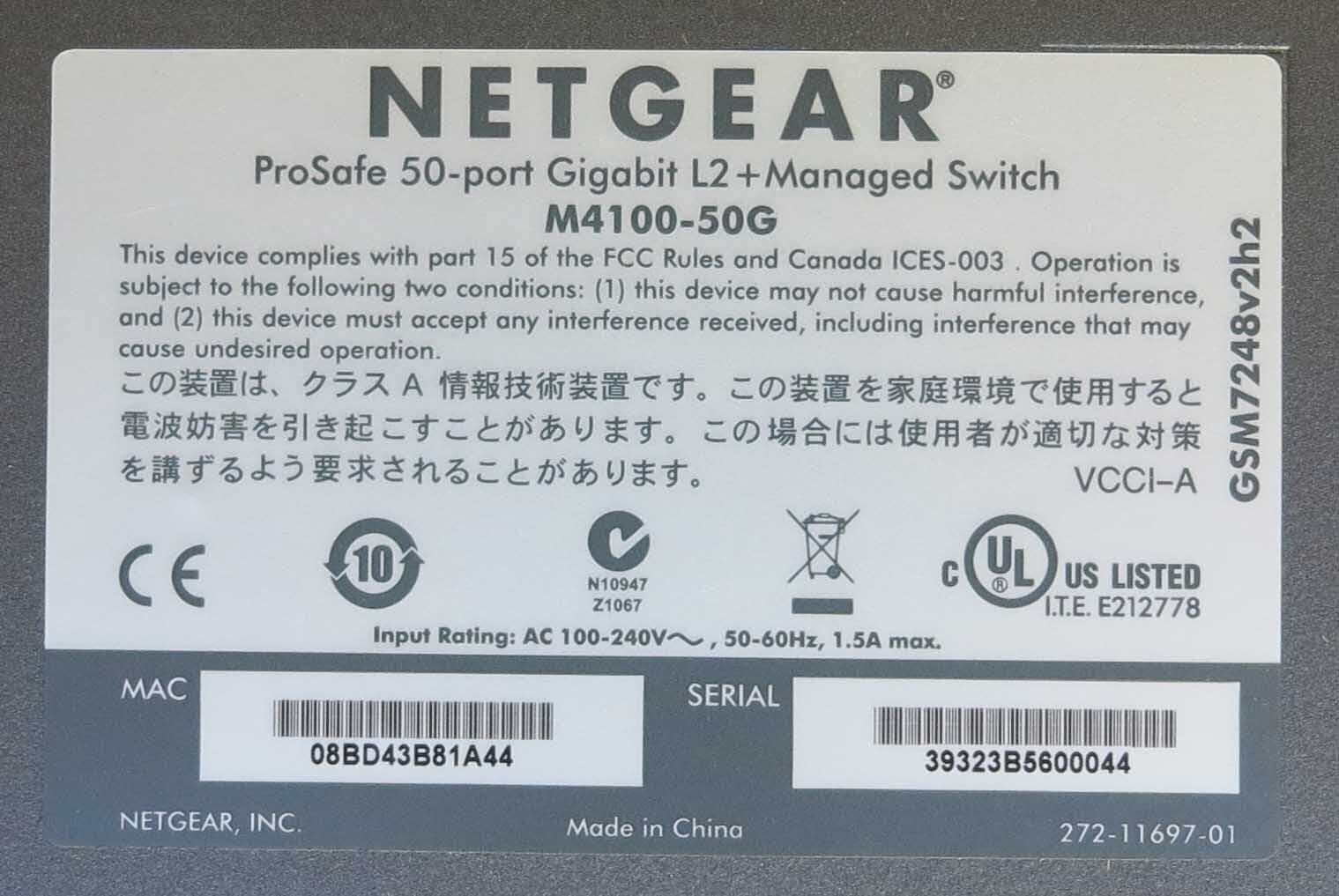 P Netgear ProSAFE M4100-50G-POE 48-Port Gigabit Layer 2 GbE