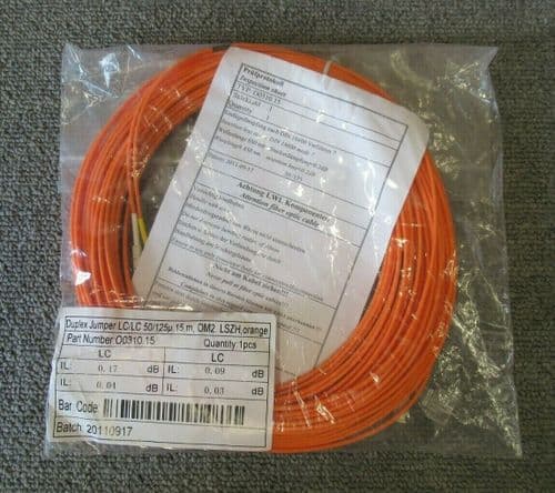 New 15M LC-LC 50/125 OM2 Duplex Multimode Fibre Optic Cable LSZH Orange 00310.15