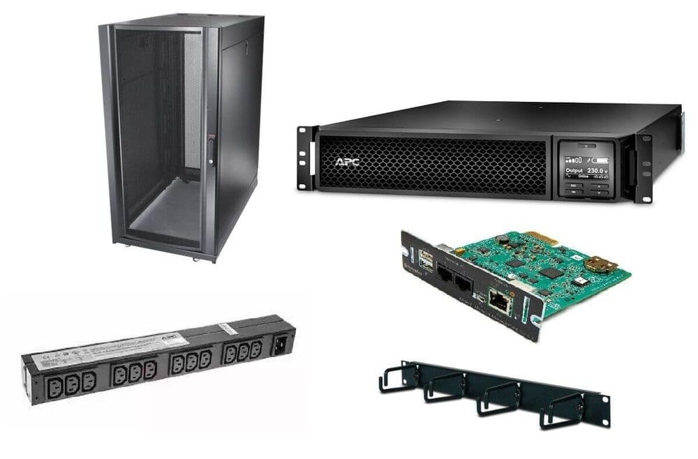 NEW APC AR3104 Netshelter SX 24U SRT1000RMXLI 1kVA UPS AP9565 PDU Rack ...