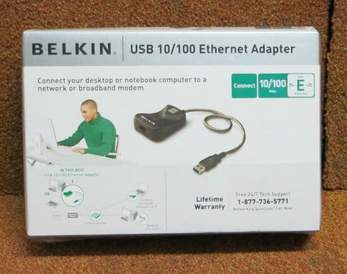 New Belkin USB 10/100 Ethernet Adapter USB 1.0 And 1.1 Ethernet Converter