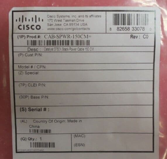 NEW Cisco 37112101 Stack Power Cable 150CM CABSPWR150CM For 3750X 3850
