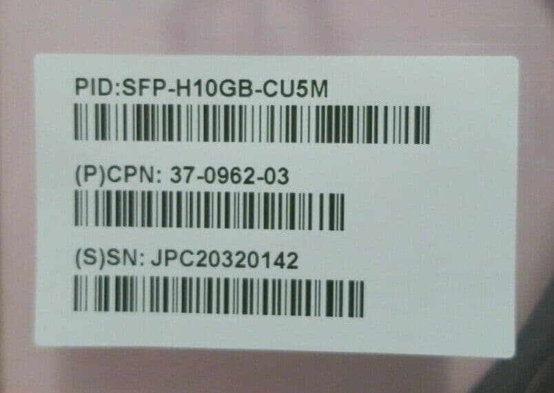 Câble DAC Cisco SFP-H10GB-CU1M 10GbE - émetteur-récepteur SFP+ 1 Mètre, D'occasion Testé Fonctionnel