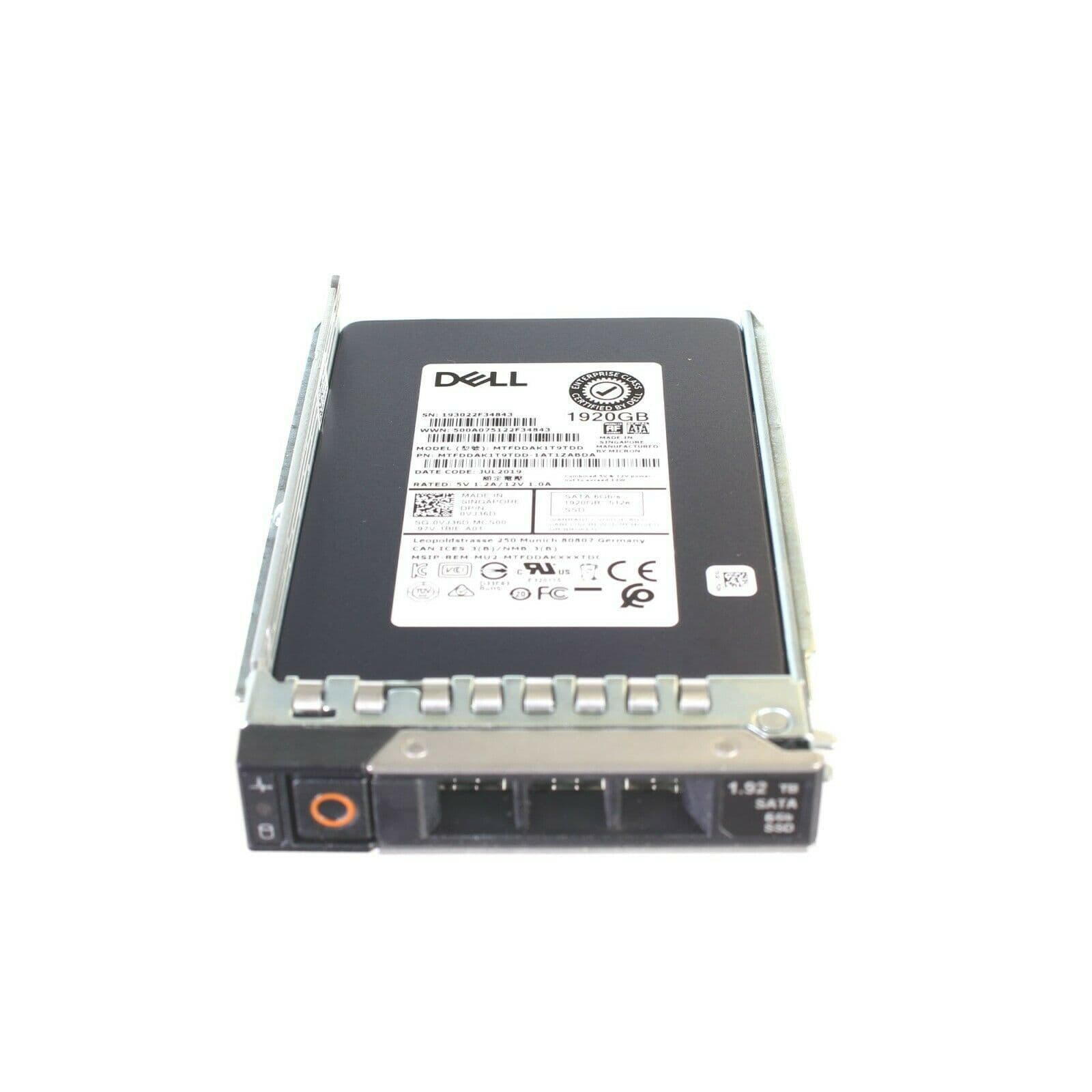 New Dell 1.92TB SATA SSD - 2.5" Internal Server SSD For PowerEdge 14G/15G/16G