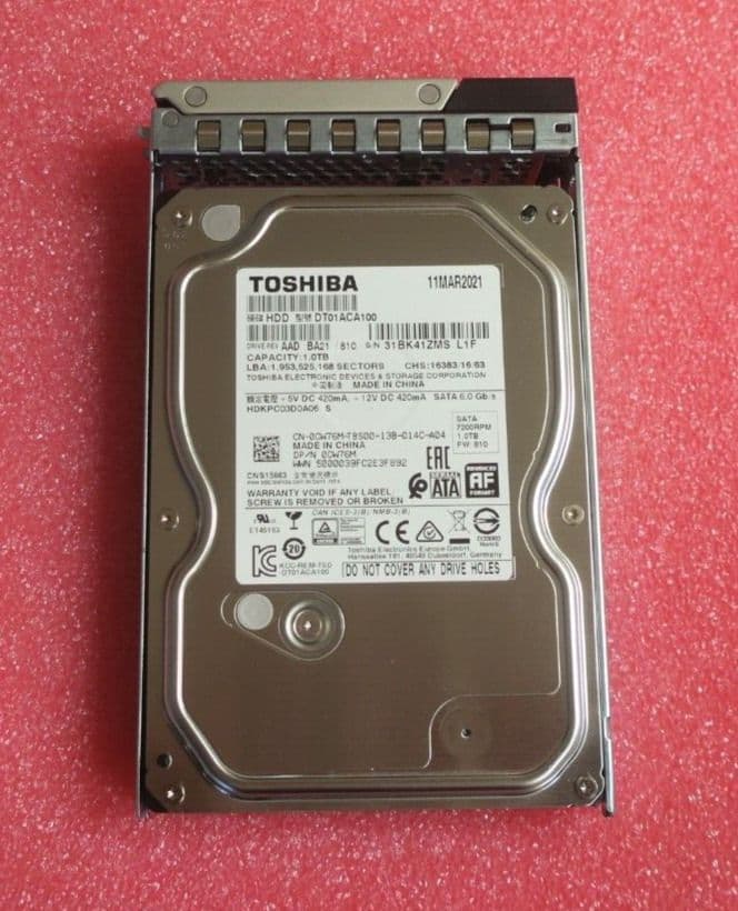 Dell W0VNC 1TB 7.2K SATA 3.5" Hard Drive – 6Gb/s, 13G Kit, New Pull