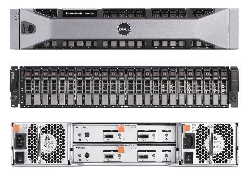 NEW Dell PowerVault MD1220 SAS Storage Array Dual EMM Dual PS
