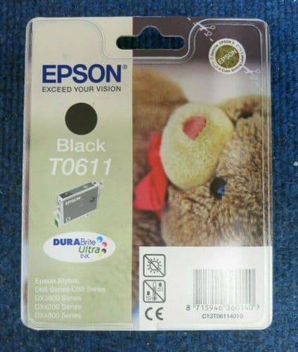 New Epson T0611 Singlepack Black DuraBrite Ultra Inkjet Ink Cartridge