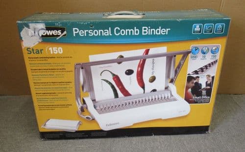 New Fellowes Star 150 A4 White/Grey Manual Personal Comb Binder Machine