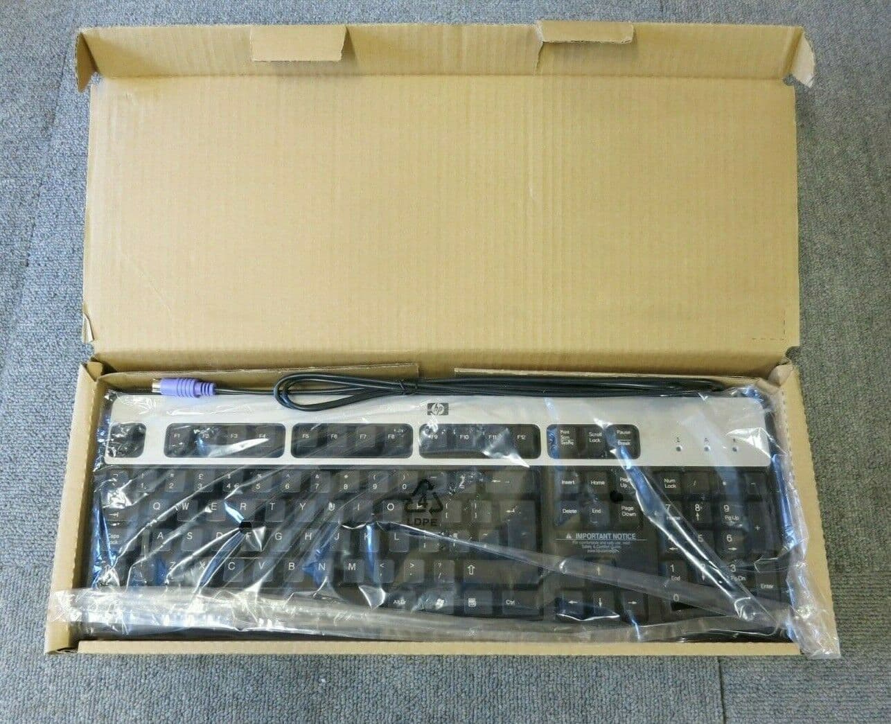 HP Tastatur KB-0316 Schwarz/silber | PS/2 Anschluss, Englisch/internationales Layout