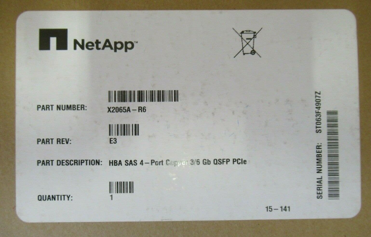 New NetApp X2065A-R6 111-00341 4 Port 6Gbps HBA SAS QSFP PCIe ...
