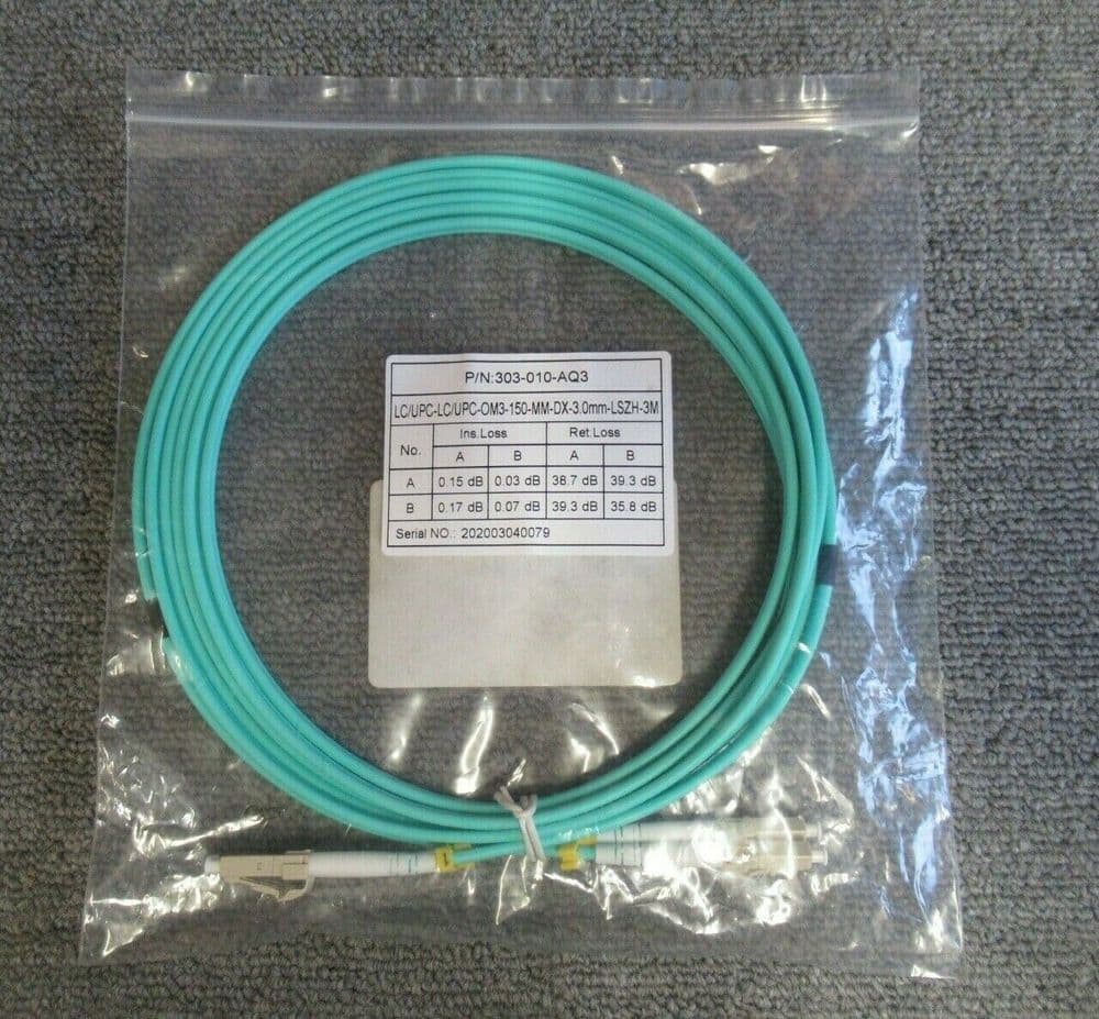 New OM3 Multimode Duplex 50/125um LC To LC Aqua LSZH Fiber Optic 3M ...