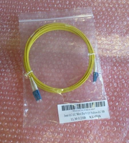 New PD1-LC/LC-9-MZ-C-003 3m LC To LC Duplex 9/125 Yellow Fibre Patch Cable