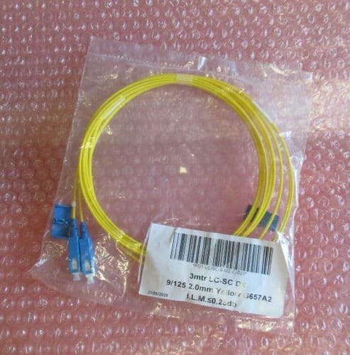 New PD1-LC/SC-9-MZ-C-003 3m LC To SC Duplex 9/125 2.0mm Yellow Fibre Patch Cable