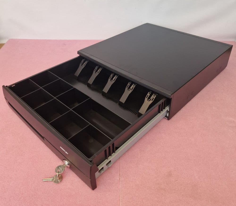 NEW Posiflex Cash Drawer RJ11 5 Adjustable Note 9 Coins with Keys CR-4000-B