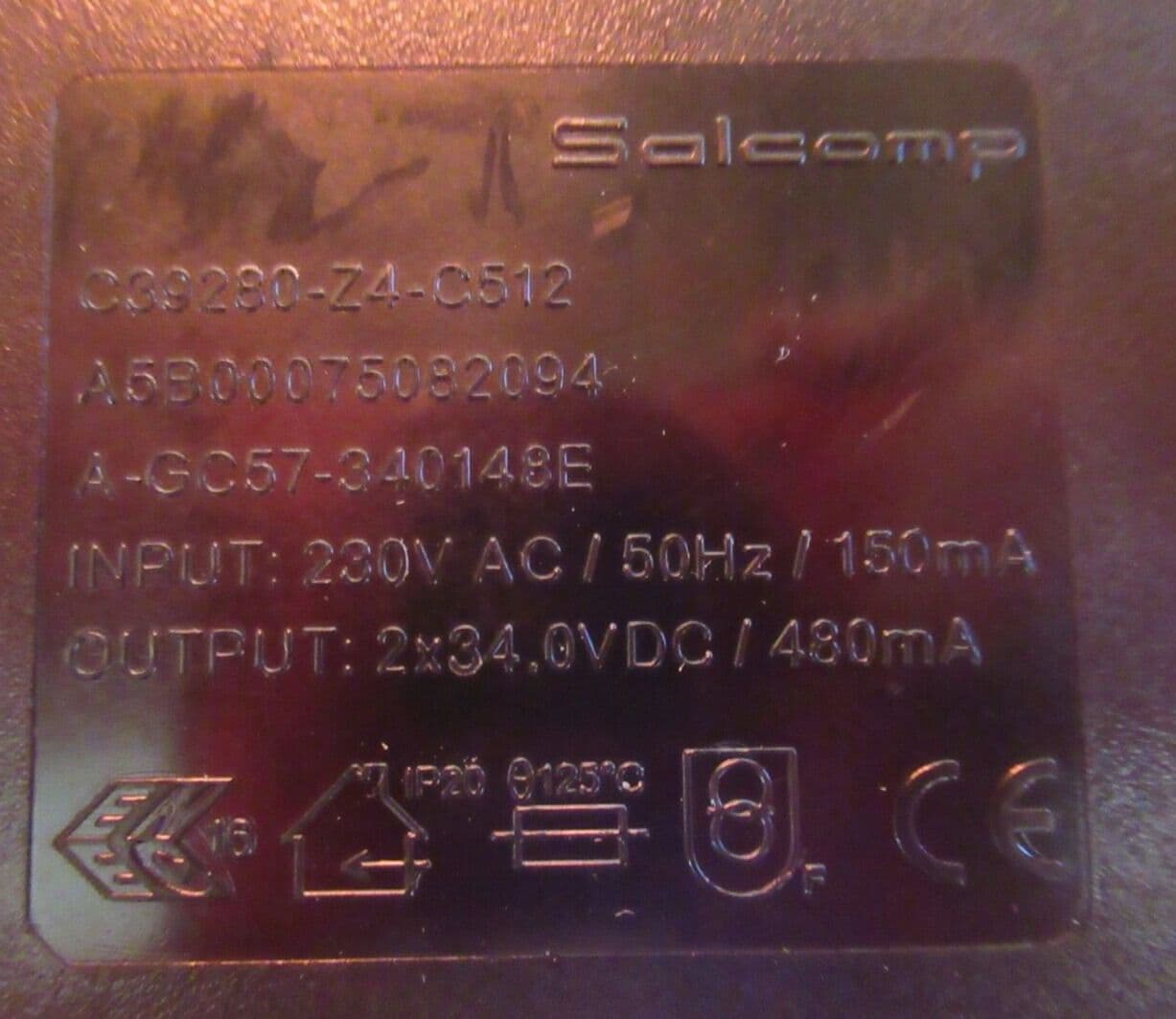 New Salcomp C39280-Z4-C512 Power Supply Dual Power 17W 2 x 34 0V 480mA