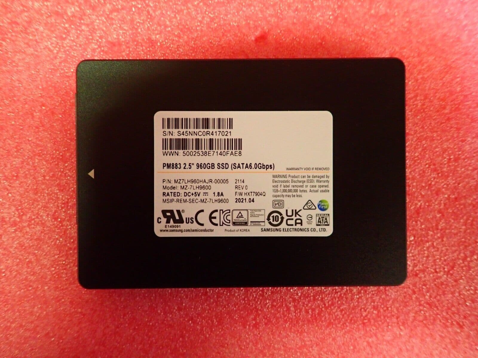 960gb Samsung Ssd Sata 960Gb Samsung 883 DCT SATA 6Gb/s MZ-7LH960N