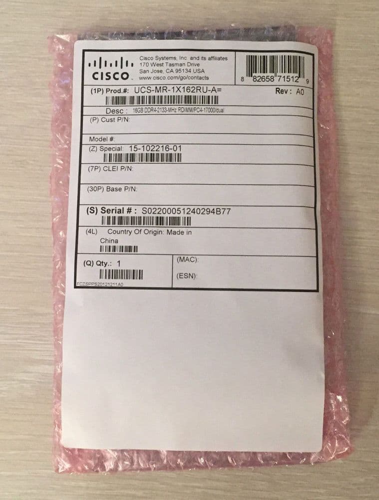 New Sealed Cisco 16GB 2Rx4 PC4-2133P DDR4 Memory 15-102216-01 UCS-MR ...