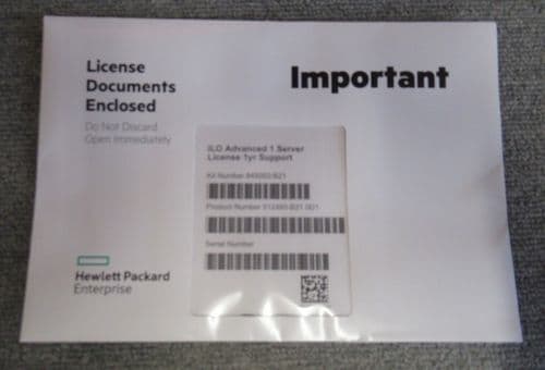 New Sealed HPE 845052-B21 512485-B21 iLO Advanced 1 Server License 1Yr Support
