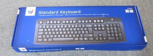 New Sealed V7 KC0D1-5E3P UK English Wired Black Desktop Standard USB Keyboard